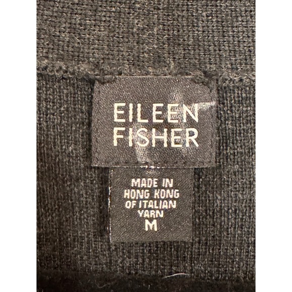 EILEEN FISHER Long Merino Wool Cardigan Size M Open Front Winter minimal casual - Picture 3 of 9